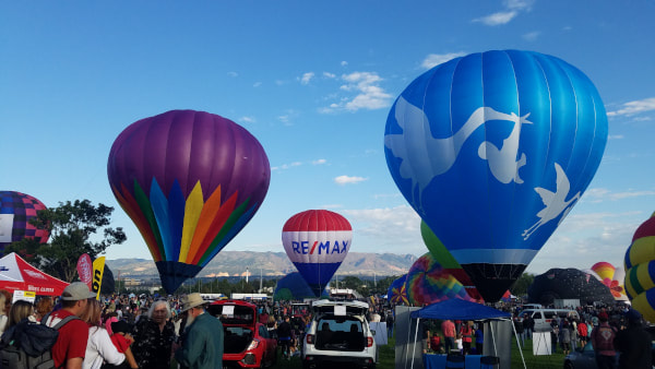 hot air balloons at the Colorado Springs Balloon Festival